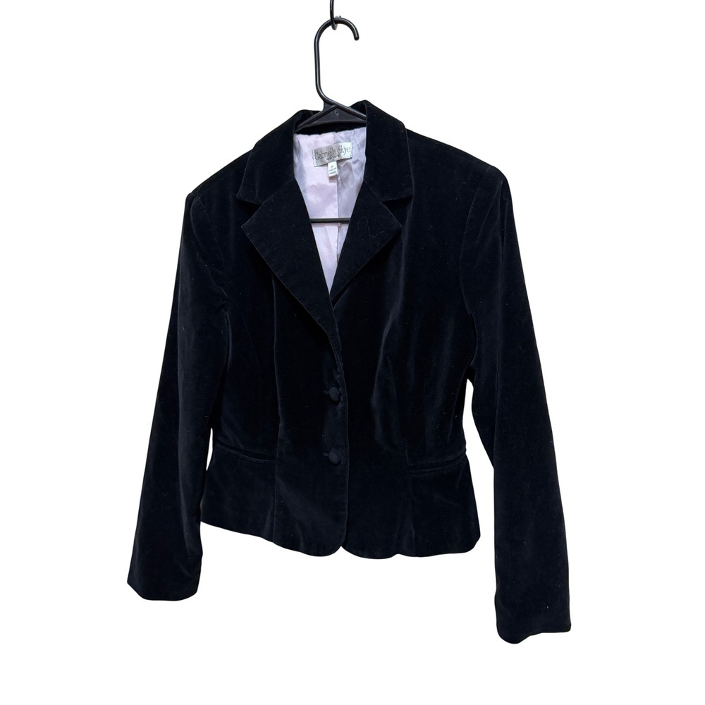 Vintage Gabriella Skye‎ Women's Black Velvet Blazer Jacket 8P